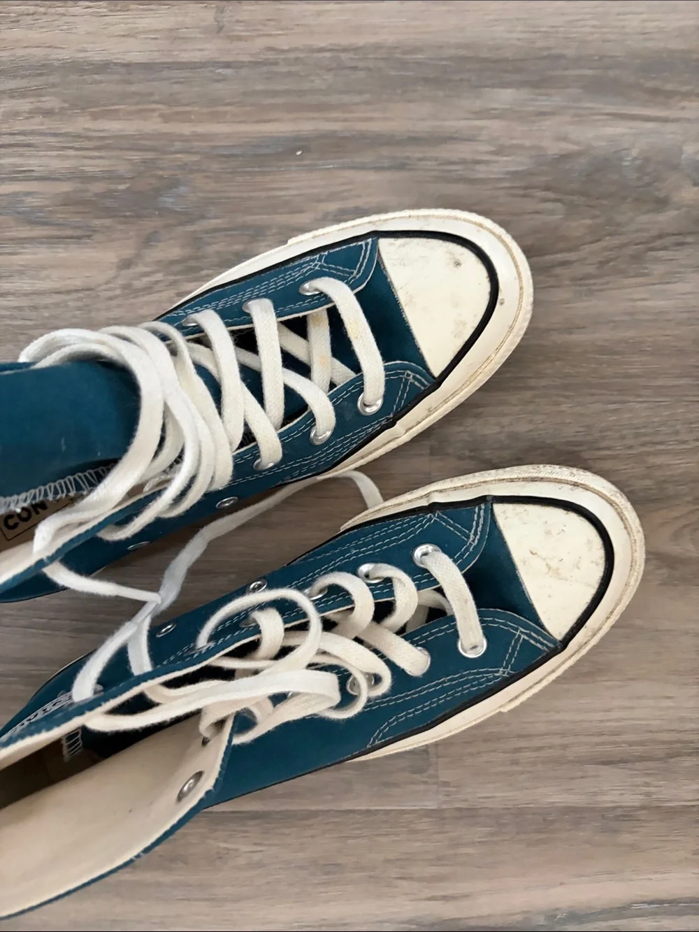 Converse Teal High-Top Sneakers with White Accents - Picture 3 of 6
